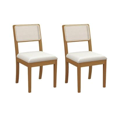 Kit 2 Cadeiras Sala Jantar Lola 2cmm001ca Premium Madeira Maciça 2 Un Carvalho-linho Bege Caqui-tela Bege - Kappesberg