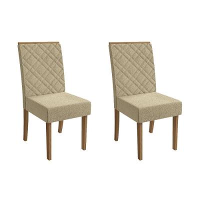Cadeira De Cozinha Gardênia 2cad149 Madeirado Kit 2 Un Canela-boucle Bege - Kappesberg