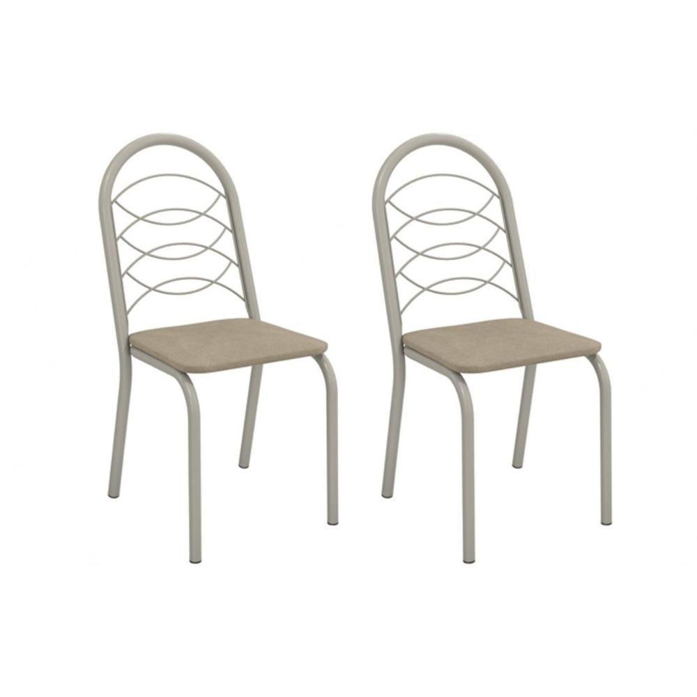 Cadeira De Cozinha Holanda 2c009nk Aço Kit 2 Un Niquel-linho Bege Fendi - Kappesberg - 1
