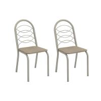 Cadeira De Cozinha Holanda 2c009nk Aço Kit 2 Un Niquel-linho Bege Fendi - Kappesberg - 1