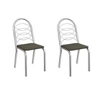 Cadeira De Cozinha Holanda 2c009cr Aço Kit 2 Un Cromado-suede Escuro - Kappesberg - 1