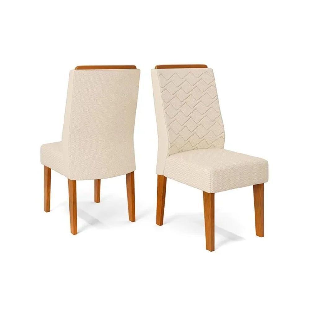 Kit 2 Cadeiras Sala Jantar Lidia 2 Un Freijo-linho Neve Bege - Dj Móveis - 1