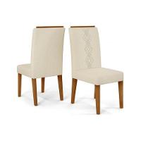 Kit 2 Cadeiras Sala Jantar Yasmin 2 Un Freijo-linho Neve Bege - Dj Móveis - 1