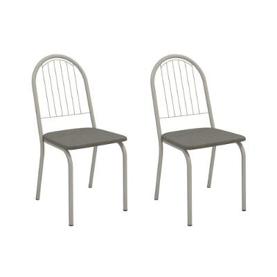 Kit 2 Cadeiras Sala Jantar Noruega 2c077nk Aço 2 Un Niquel-linho Escuro - Kappesberg