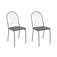 Kit 2 Cadeiras Sala Jantar Noruega 2c077nk Aço 2 Un Niquel-linho Escuro - Kappesberg - 1