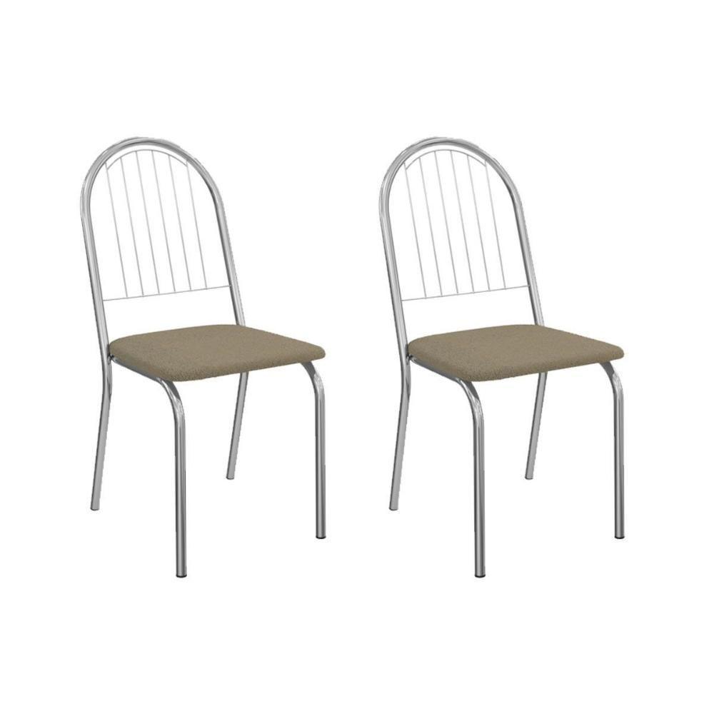 Kit 2 Cadeiras De Cozinha Noruega 2c077cr Aço 2 Un Cromado-boucle Bege Fendi - Kappesberg - 1