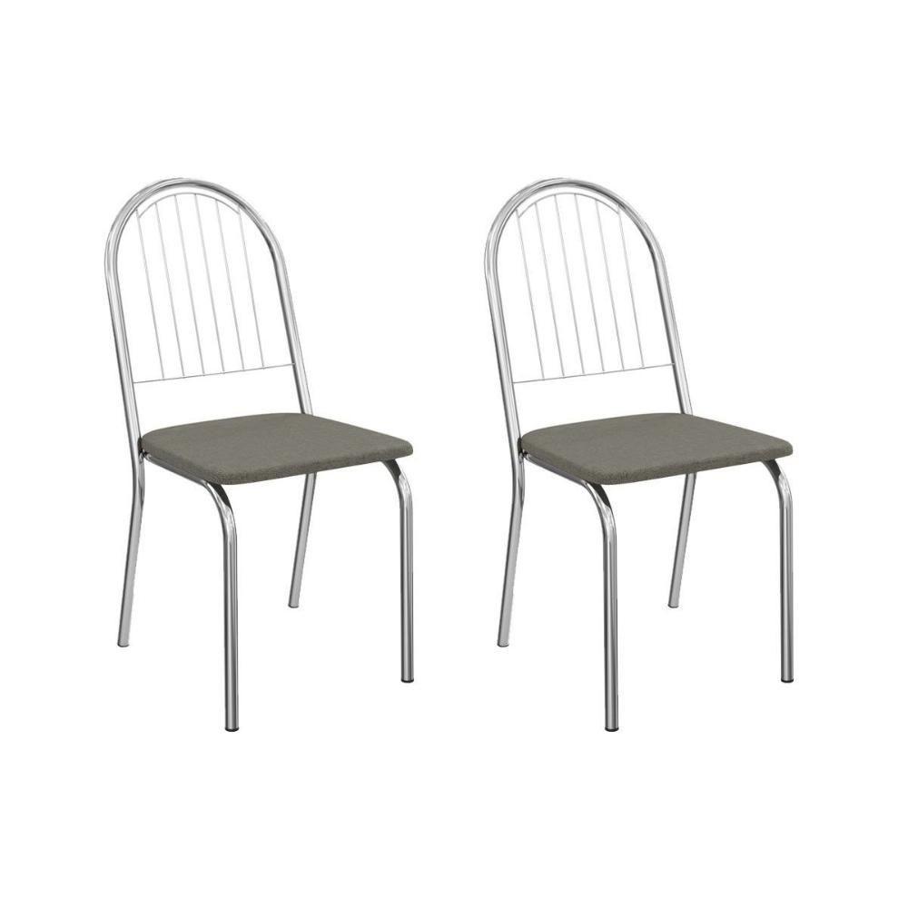 Kit 2 Cadeiras Sala Jantar Noruega 2c077cr Aço 2 Un Cromado-linho Escuro - Kappesberg - 1