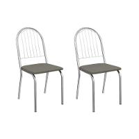 Kit 2 Cadeiras Sala Jantar Noruega 2c077cr Aço 2 Un Cromado-linho Escuro - Kappesberg - 1