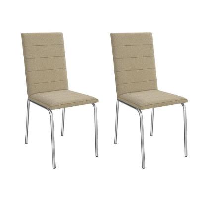 Cadeira De Cozinha Amsterdã 2c091 Aço Kit 2 Un Cromado-boucle Bege Fendi - Kappesberg