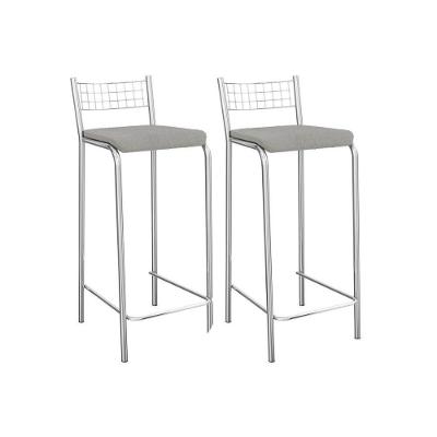 Kit 2 Banqueta De Cozinha Gênova 2b705cr Aço 2 Un Cromado-boucle Cinza - Kappesberg