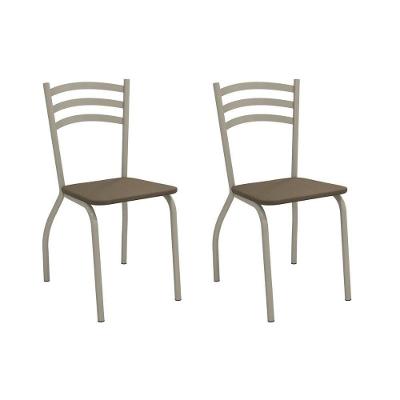 Cadeira Sala De Jantar Portugal 2c007nk Aço Kit 2 Un Niquel-suede Cappuccino - Kappesberg