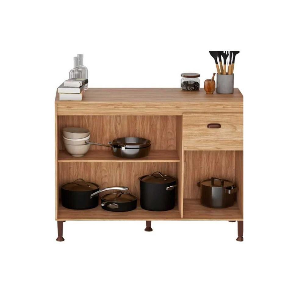 Gabinete De Cozinha Modulado Torino C- 3 Portas E 1 Gaveta S- Tampo 120cm Mel - Movelbento - 3