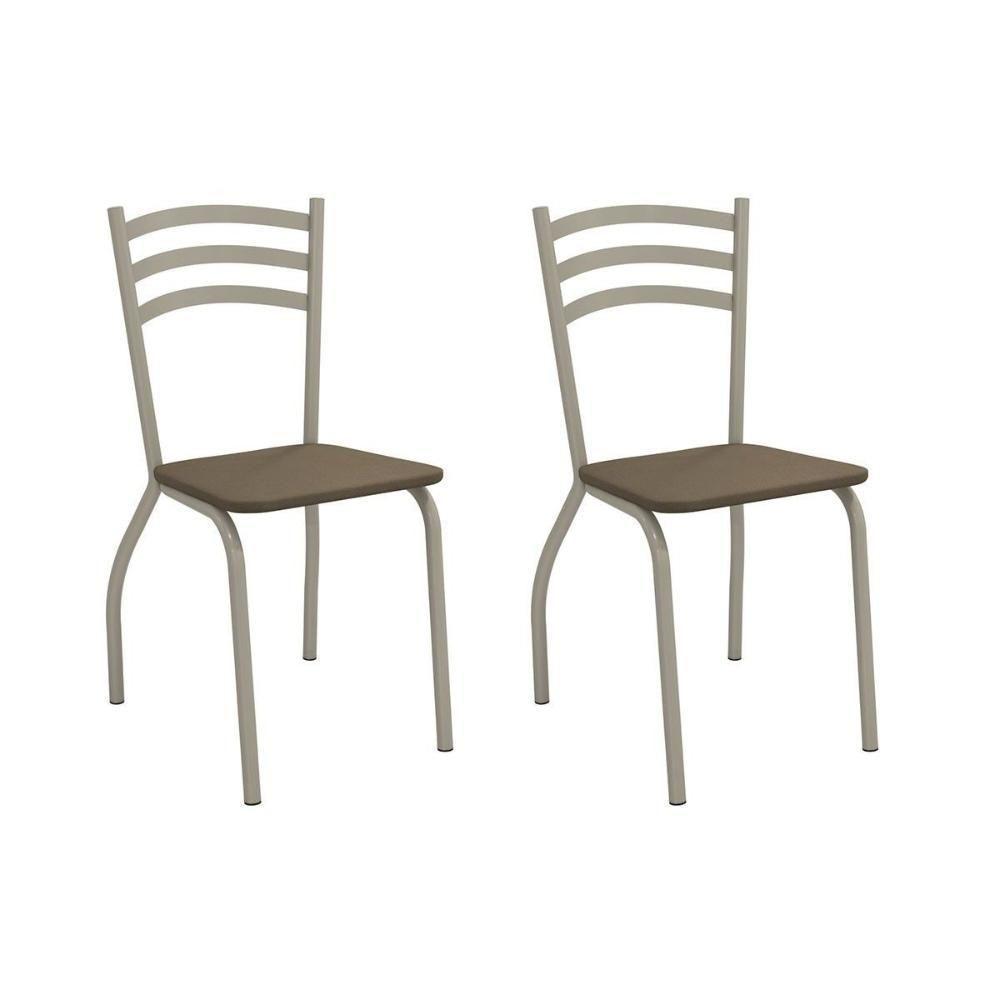 Kit 2 Cadeiras Sala Jantar Portugal 2c007nk Aço 2 Un Niquel-suede Cappuccino - Kappesberg - 1