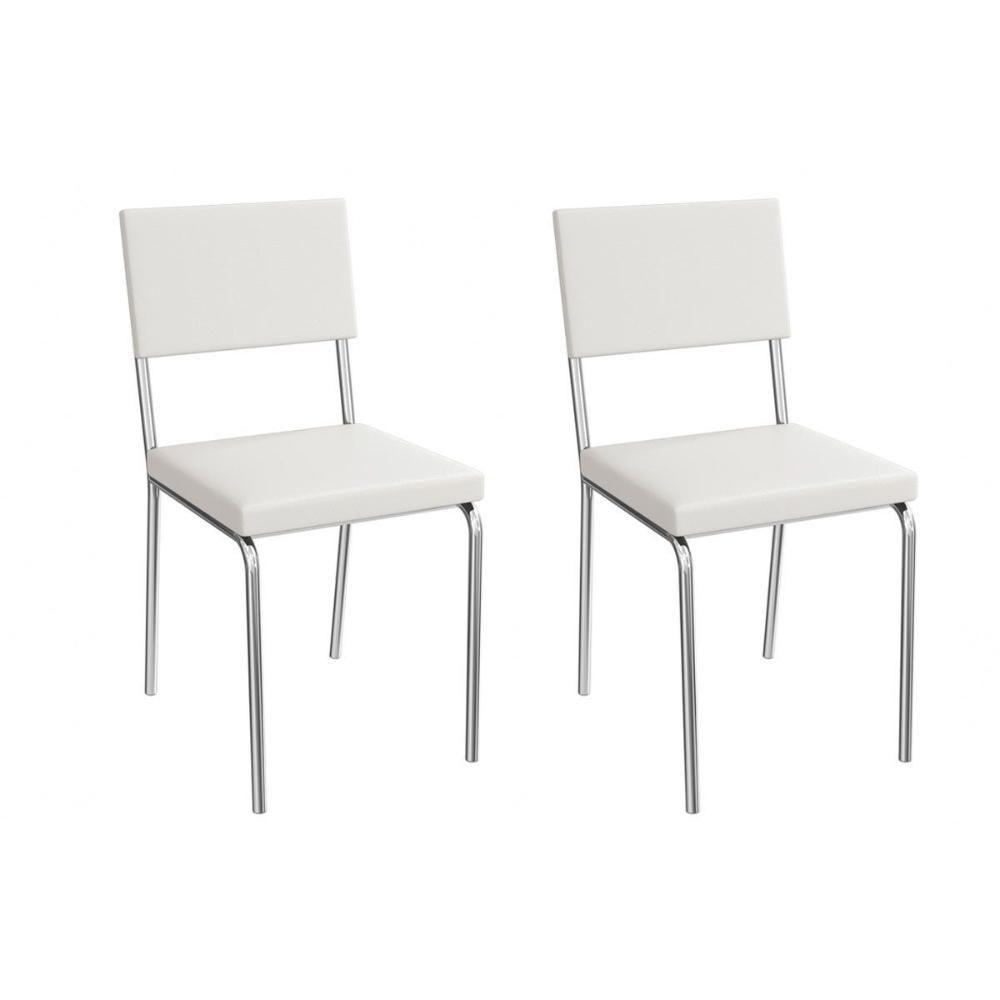 Cadeira De Cozinha Zaria 2c128cr Aço Kit 2 Un Cromado-ano Branco - Kappesberg - 1