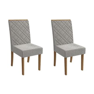 Kit 2 Cadeiras Sala Jantar Gardênia 2cad149 Madeirado 2 Un Canela-boucle Cinza - Kappesberg