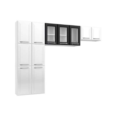 Cozinha Completa Compacta Topazio 11 Portas em Aço 245cm Preto para Cozinha Planejada