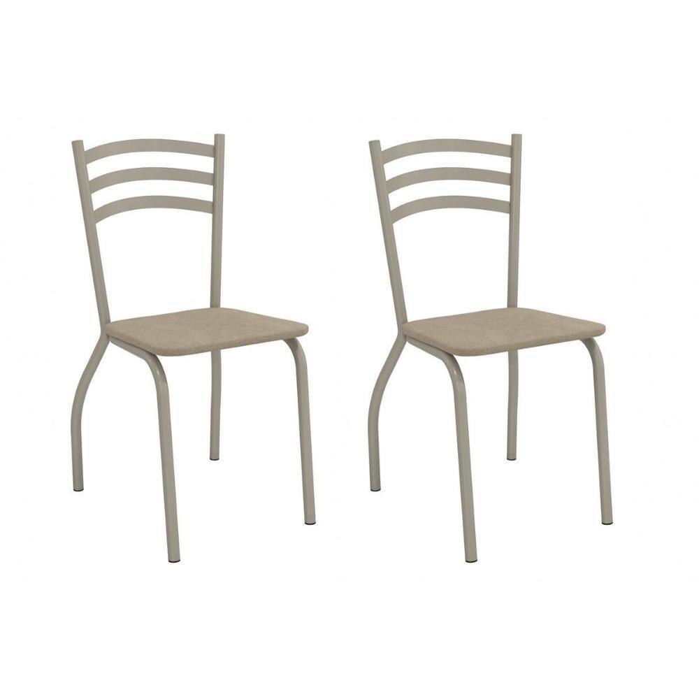 Kit 2 Cadeiras De Cozinha Portugal 2c007nk Aço 2 Un Niquel-linho Bege Fendi - Kappesberg - 1