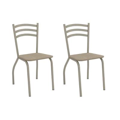 Kit 2 Cadeiras De Cozinha Portugal 2c007nk Aço 2 Un Niquel-linho Bege Fendi - Kappesberg