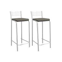 Kit 2 Banquetas Sala Jantar Gênova 2b705cr Aço 2 Un Cromado-linho Escuro - Kappesberg - 1