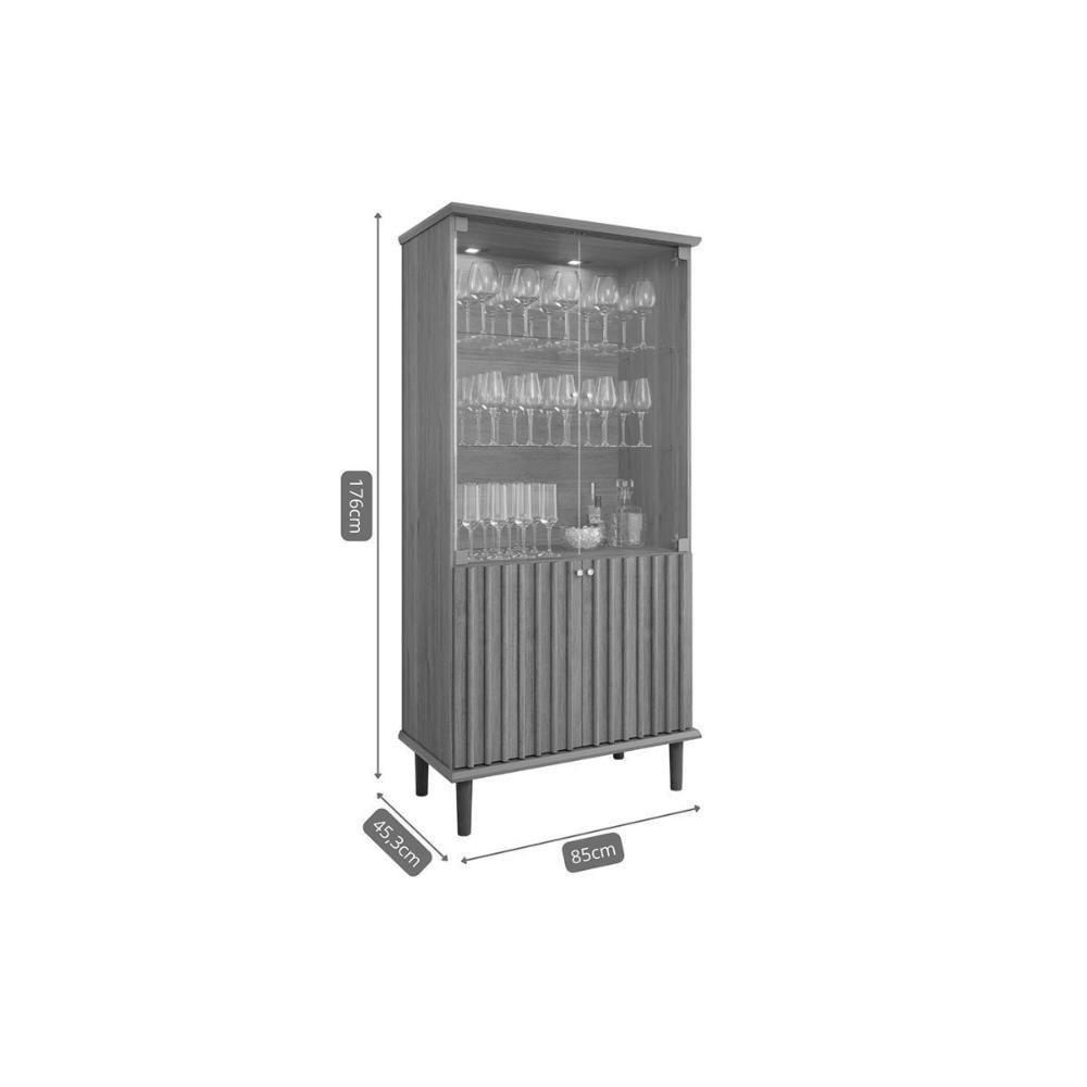 Cristaleira De Cozinha Luiza C- 4 Portas (2 De Vidro) Cinamomo-off White - Cimol - 3