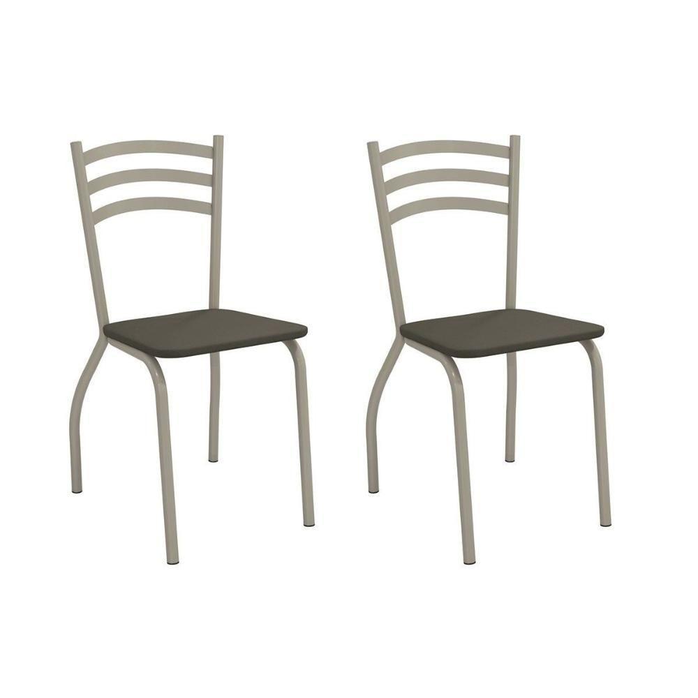 Cadeira Sala De Jantar Portugal 2c007nk Aço Kit 2 Un Niquel-suede Escuro - Kappesberg - 1