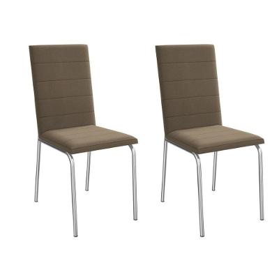Cadeira De Cozinha Amsterdã 2c091 Aço Kit 2 Un Cromado-suede Cappuccino - Kappesberg
