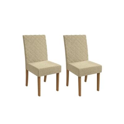 Cadeira De Cozinha Verbena 2cad133 Madeirado Kit 2 Un Canela-boucle Bege - Kappesberg