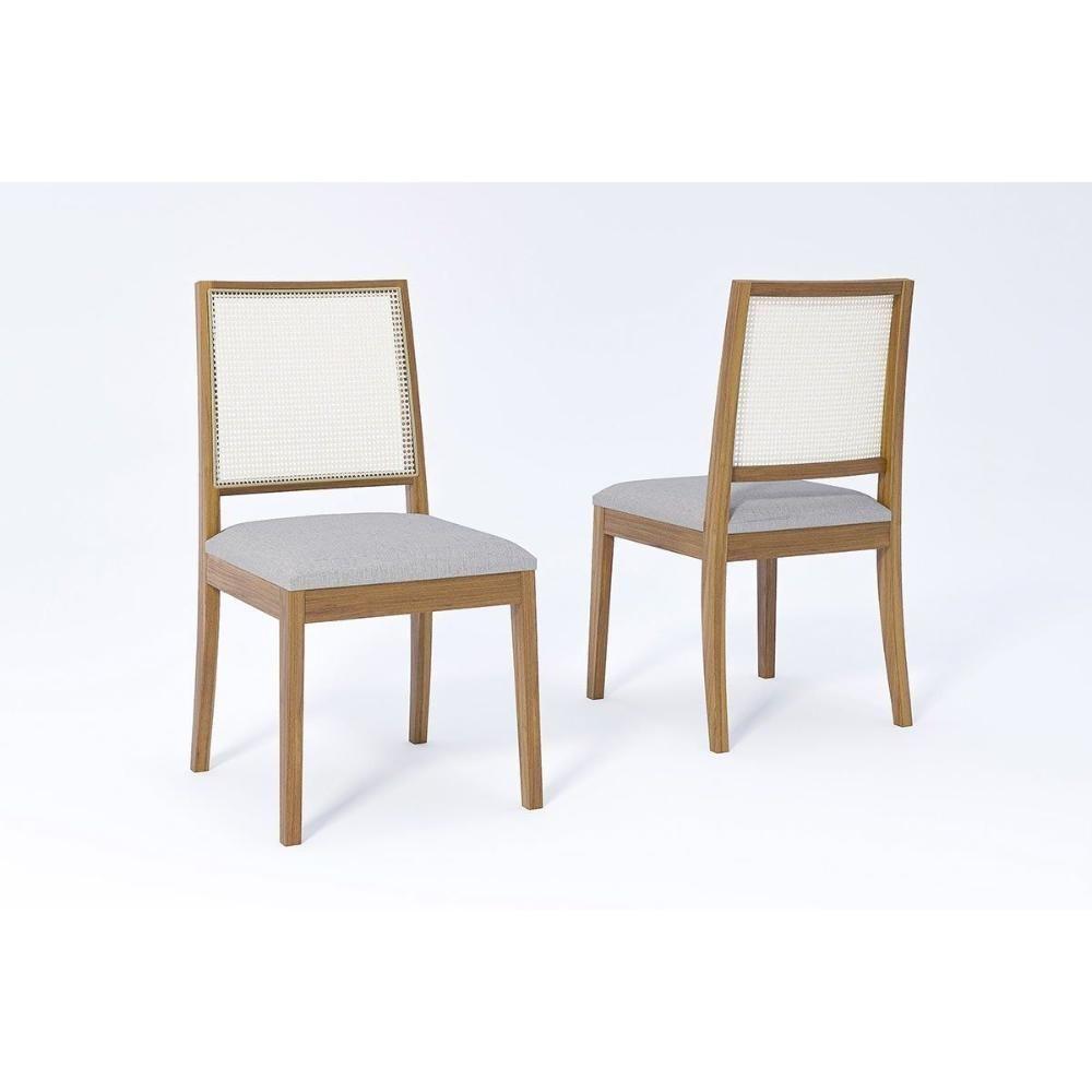 Cadeira De Cozinha Marcela Kit 2 Un Carvalho-linho Cinza - Cimol - 1