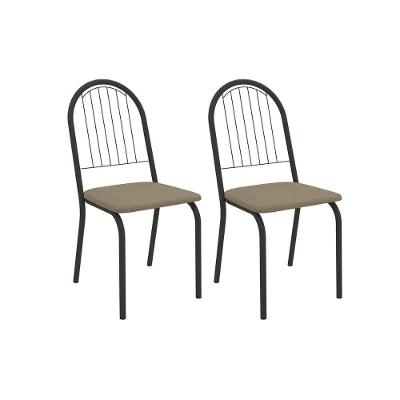 Cadeira De Cozinha Noruega 2c077prf Aço Kit 2 Un Preto-boucle Bege Fendi - Kappesberg