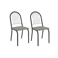 Cadeira De Cozinha Noruega 2c077prf Aço Kit 2 Un Preto-boucle Cinza - Kappesberg - 1