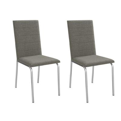 Kit 2 Cadeiras Sala Jantar Amsterdã 2c091 Aço 2 Un Cromado-linho Escuro - Kappesberg