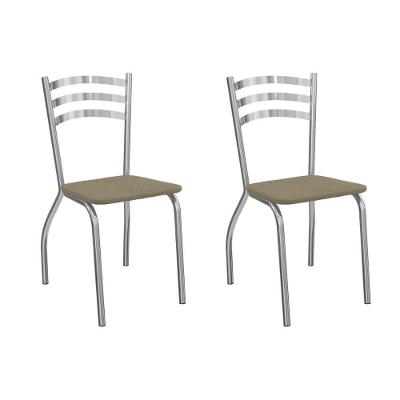 Kit 2 Cadeiras Sala Jantar Portugal 2c007cr Aço 2 Un Cromado-boucle Bege Fendi - Kappesberg