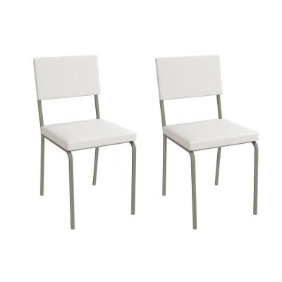 Kit 2 Cadeiras Sala Jantar Zaria 2c128nk Aço 2 Un Niquel-ano Branco - Kappesberg