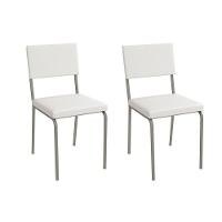 Kit 2 Cadeiras Sala Jantar Zaria 2c128nk Aço 2 Un Niquel-ano Branco - Kappesberg - 1