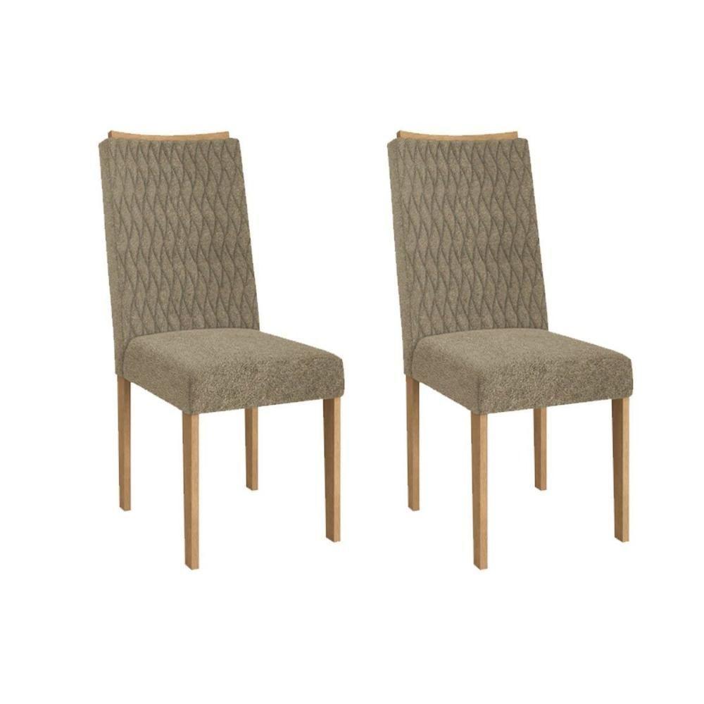 Cadeira De Cozinha Aura 2cad157 Madeirado Kit 2 Un Carvalho-boucle Bege Fendi - Kappesberg - 1