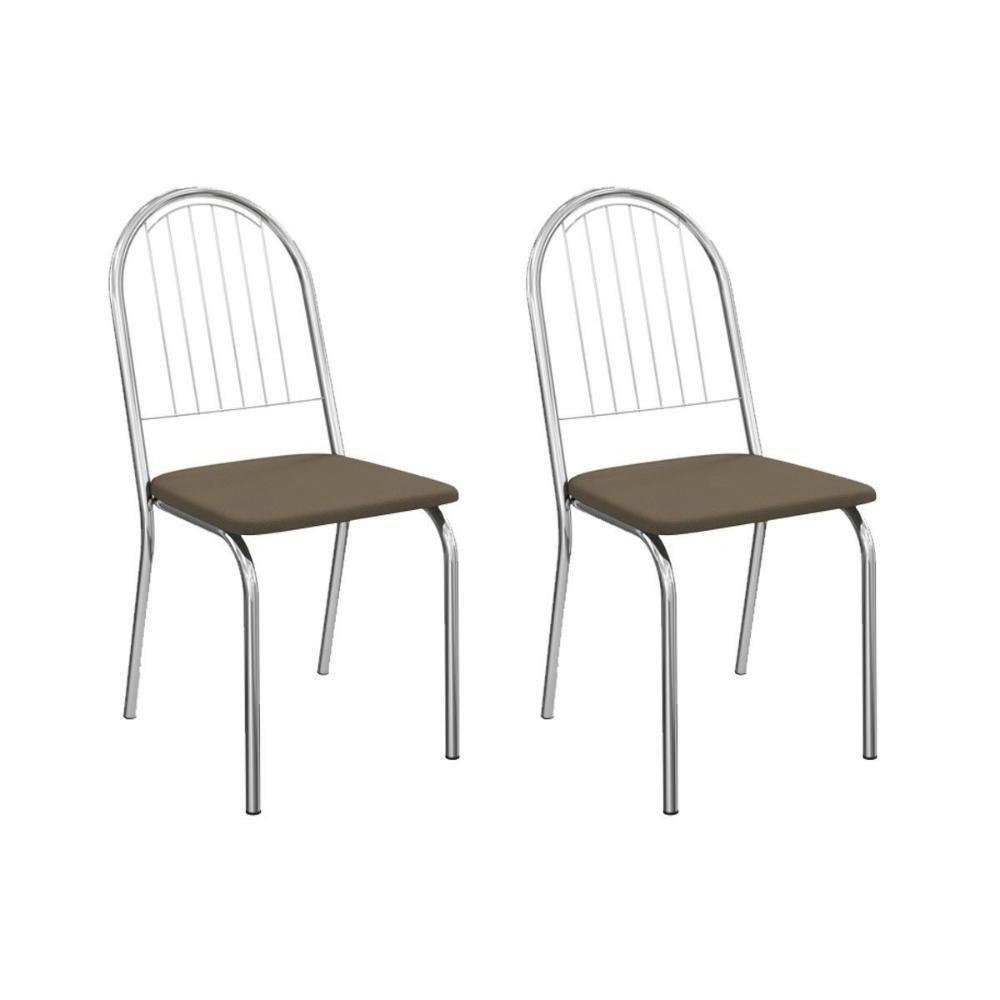 Cadeira De Cozinha Noruega 2c077cr Aço Kit 2 Un Cromado-suede Cappuccino - Kappesberg - 1
