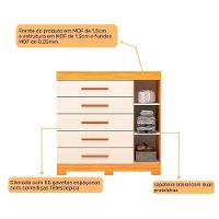 Cômoda Solteiro Rayane 1 Porta E 5 Gavetas C- Sapateira Cinamomo-off White - Acp