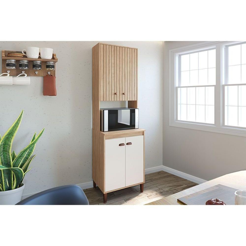 Paneleiro De Cozinha Torino C- 4 Portas 63cm Mel-off White - Movelbento - 1