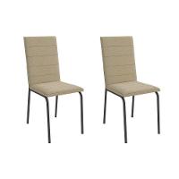 Cadeira Sala De Jantar Amsterdã 2c091 Aço Kit 2 Un Preto-boucle Bege Fendi - Kappesberg - 1