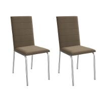 Kit 2 Cadeiras De Cozinha Amsterdã 2c091 Aço 2 Un Cromado-suede Cappuccino - Kappesberg - 1