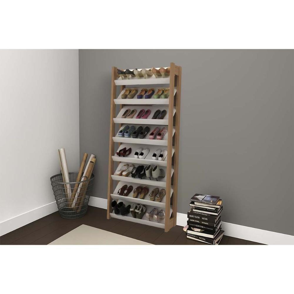 Armário Sapateira Casal Az1006 C- 8 Prateleiras Amêndoa-branco - Tecno Mobili - 1