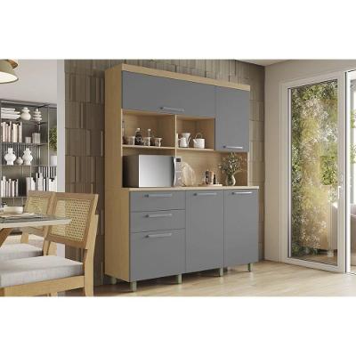 Kit de Cozinha Compacta Nobreza 5 Portas 2 Gavetas MDF 160cm Titânio