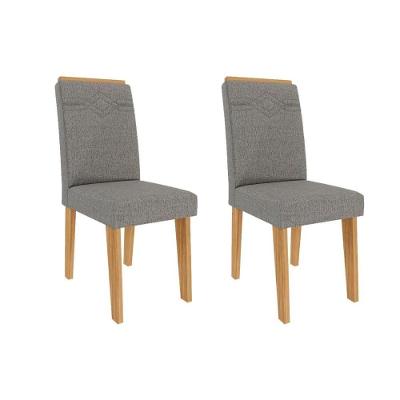 Kit 2 Cadeiras De Cozinha Taís 2 Un Nature-linho Grafite - Cimol