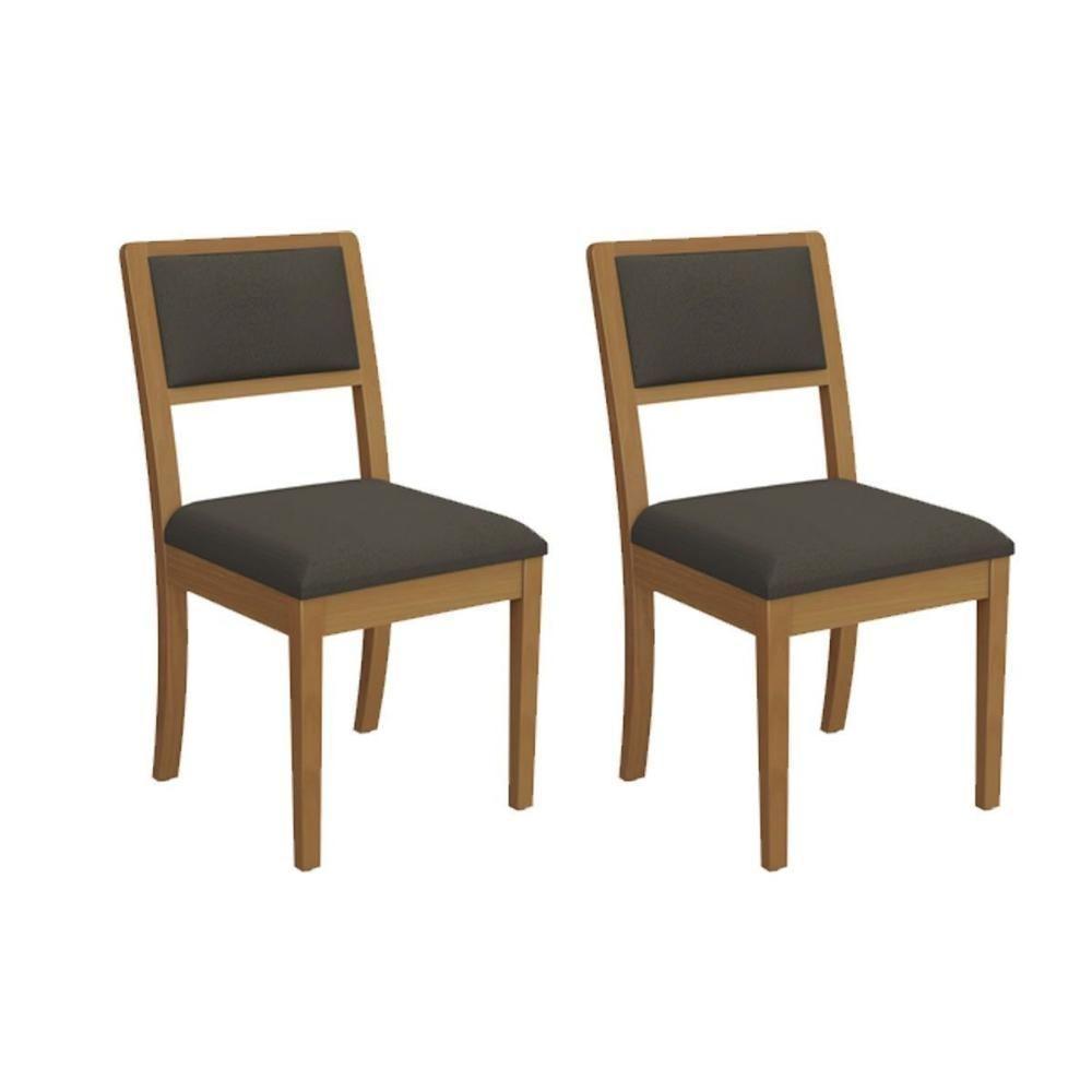 Kit 2 Cadeiras De Cozinha Alice 2cmm006ca Premium Madeira Maciça 2 Un Carvalho-boucle Chocolate - Kappesberg - 1