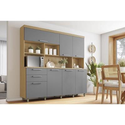 Cozinha Compacta Nobreza C- 7 Portas E 2 Gavetas 210cm Carvalho-titânio - Nesher