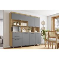 Cozinha Compacta Nobreza C- 7 Portas E 2 Gavetas 210cm Carvalho-titânio - Nesher - 1