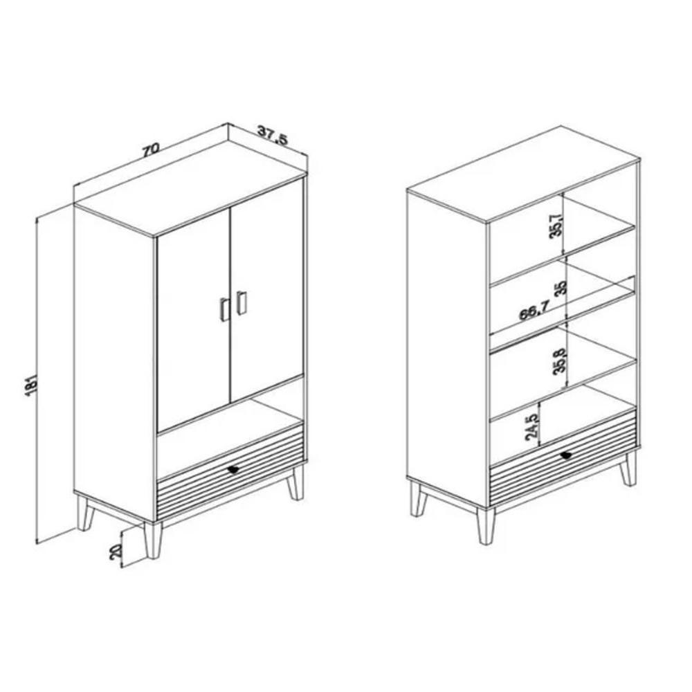 Cristaleira Sala Jantar Mb 1057 C- 2 Portas De Vidro E 1 Gaveta Mel - Movelbento - 5