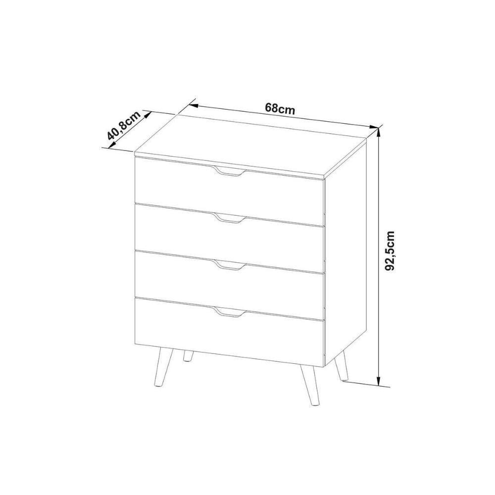Cômoda Casal Cm-8026 C- 4 Gavetas Amêndoa - Tecno Mobili - 3