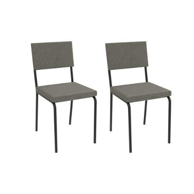 Cadeira De Cozinha Zaria 2c128prf Aço Kit 2 Un Preto-linho Escuro - Kappesberg