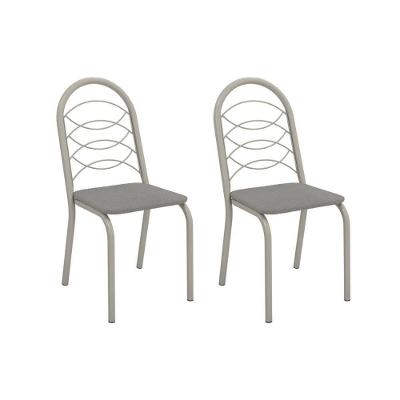 Kit 2 Cadeiras De Cozinha Holanda 2c009nk Aço 2 Un Niquel-boucle Cinza - Kappesberg